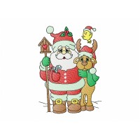 christmas santa claus with Reindeer Embroidery Design