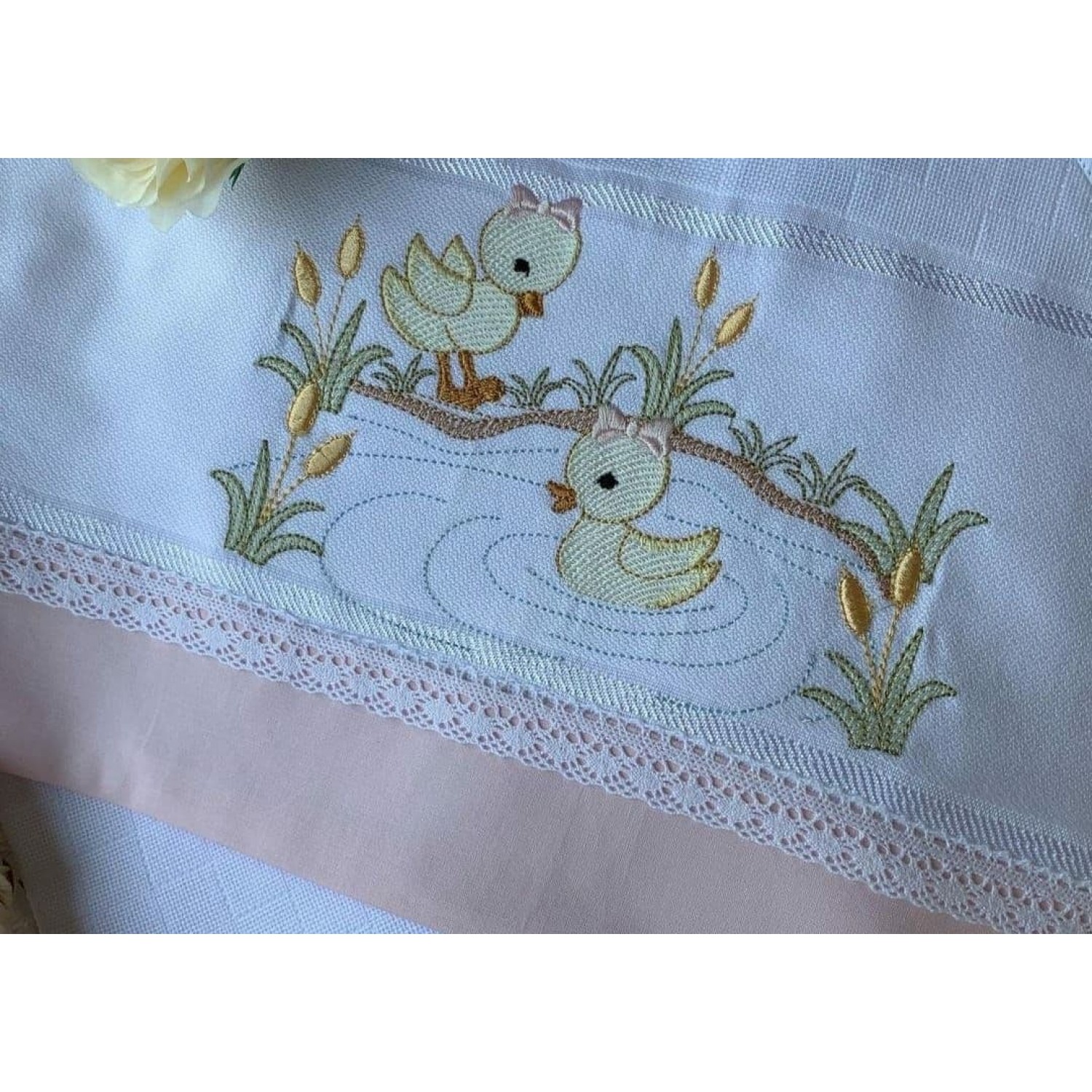 Two Ducks On A Lake Embroidery Design