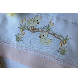Two Ducks On A Lake Embroidery Design