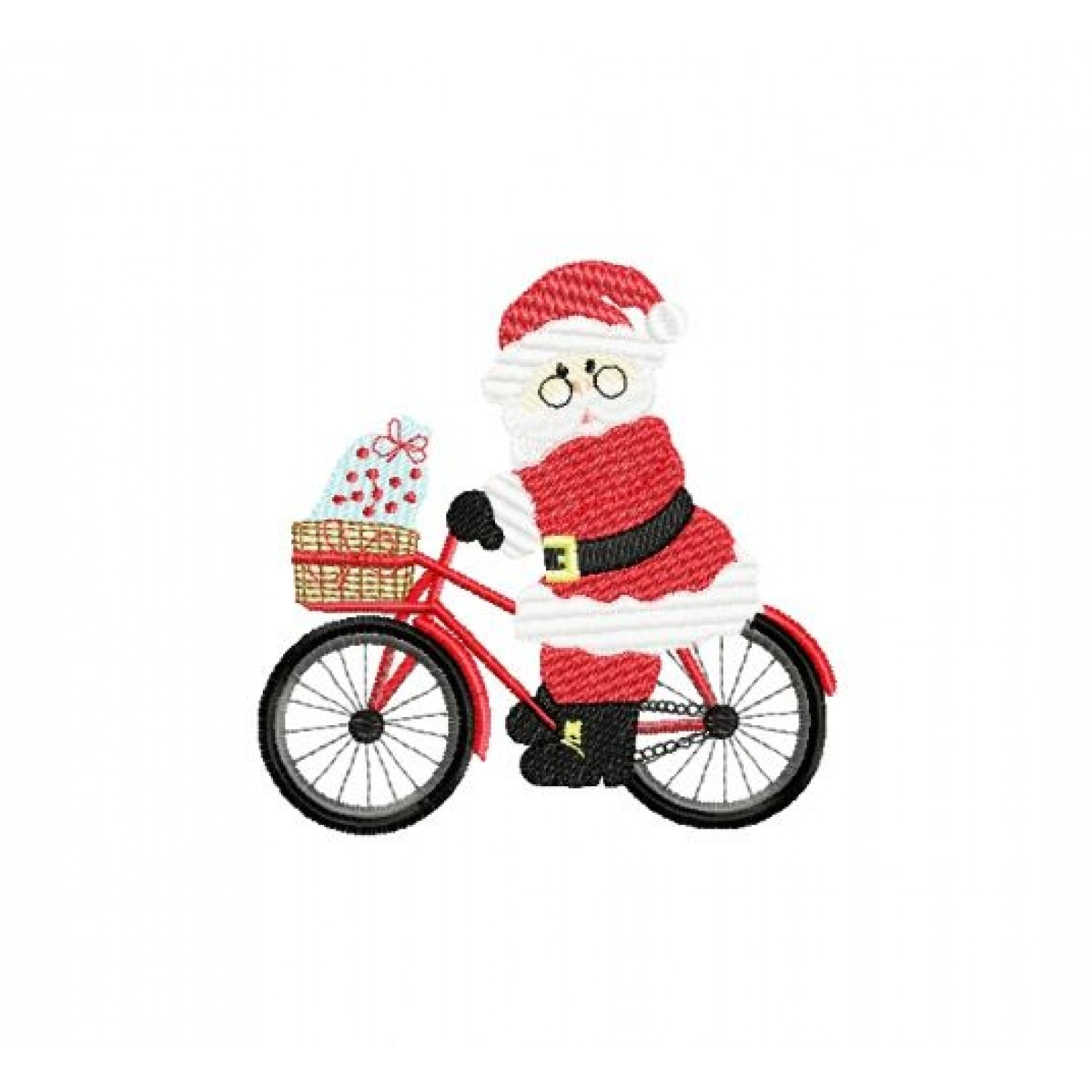 santa claus on a bicycle Embroidery Design