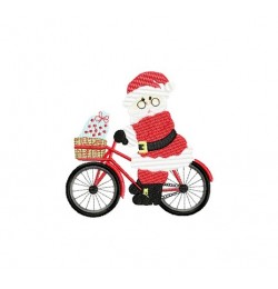 santa claus on a bicycle Embroidery Design